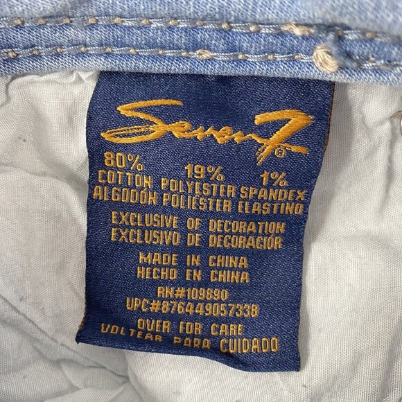 Seven7 Jean Shorts Womems 4 Distressed Blue 28x5.5 Stretch Demin Low Rise - Picture 5 of 16